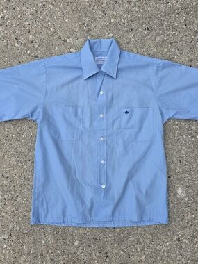 Vintage Brent Montgomery Ward Blue Embroidered Crown Shirt Mens Medium